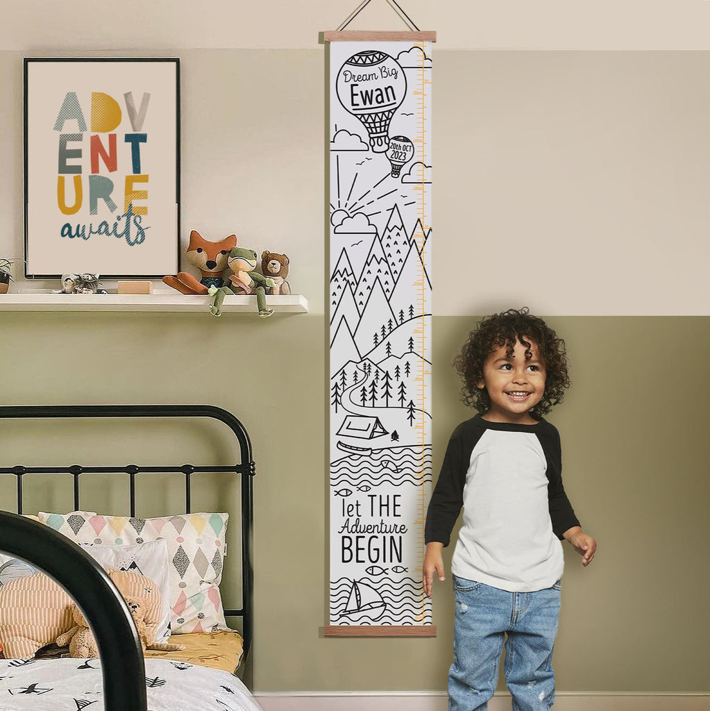 Personalised Mountain Adventure Canvas Height Chart