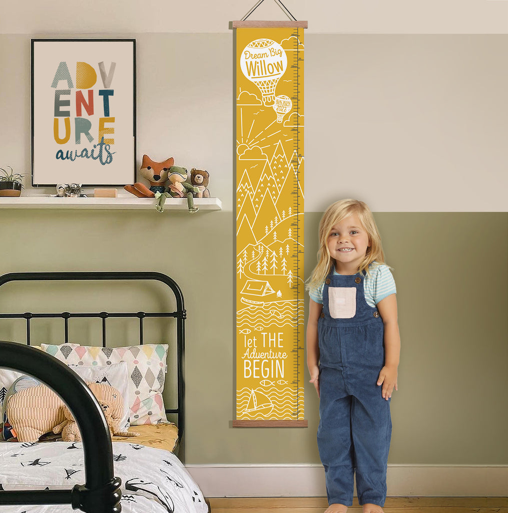 Personalised Mountain Adventure Canvas Height Chart