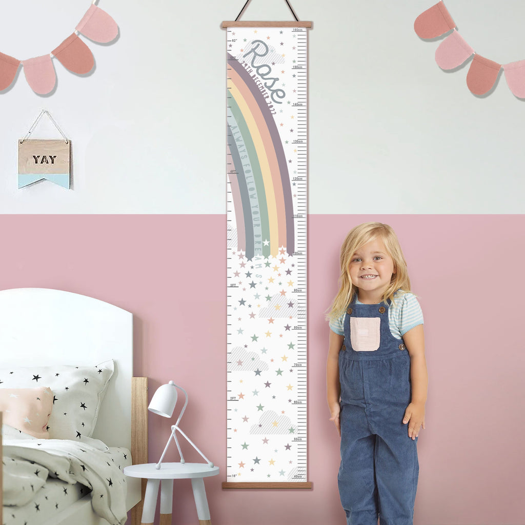 Personalised Pastel Rainbow Canvas Height Chart