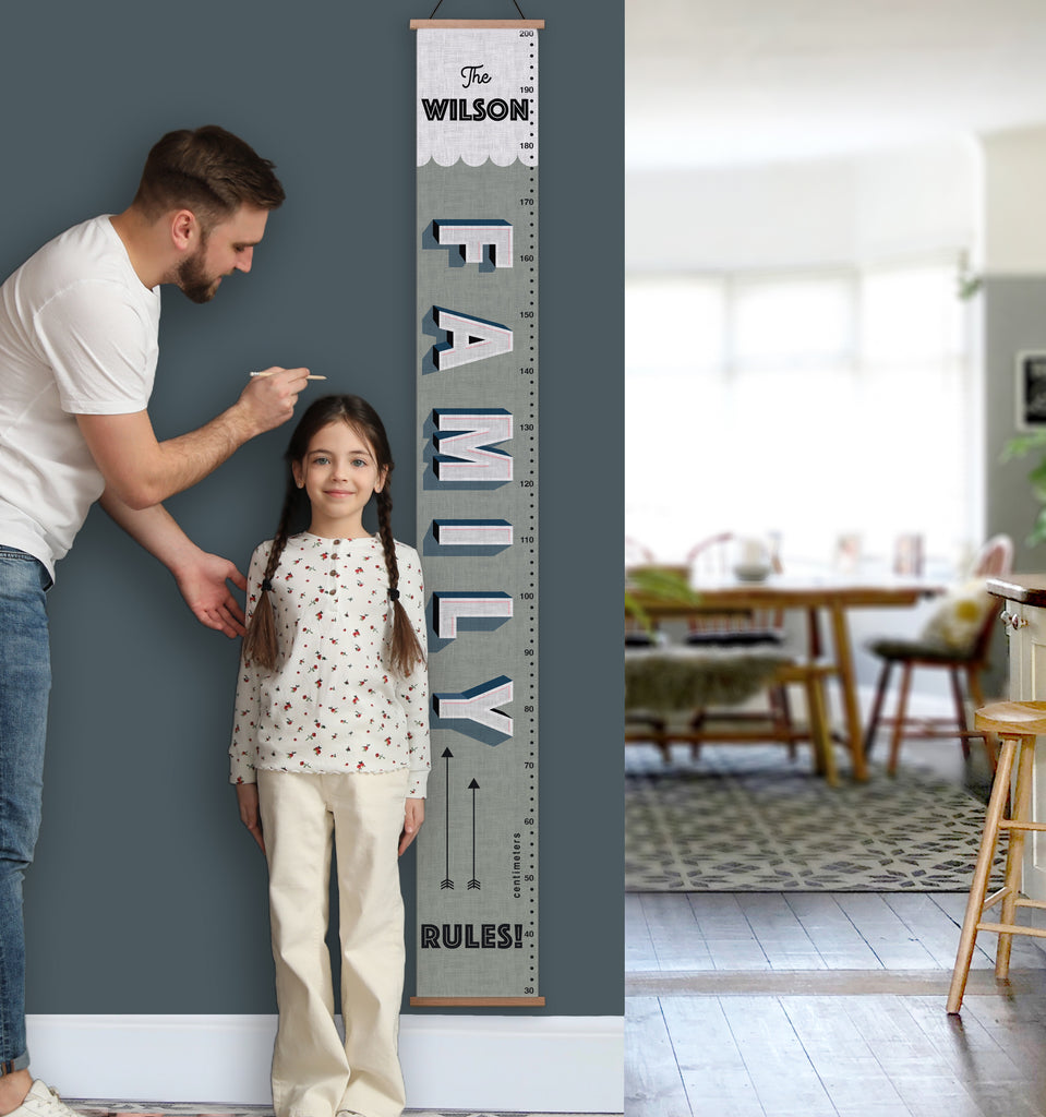 Personalised 'Our Family Rules!' Canvas Height Chart