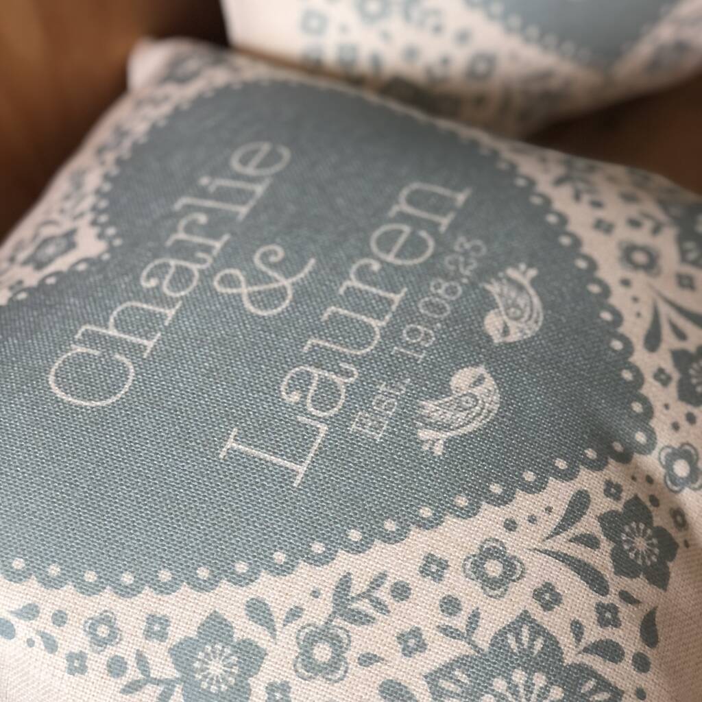 Personalised Wedding Anniversary Floral Heart Cushion