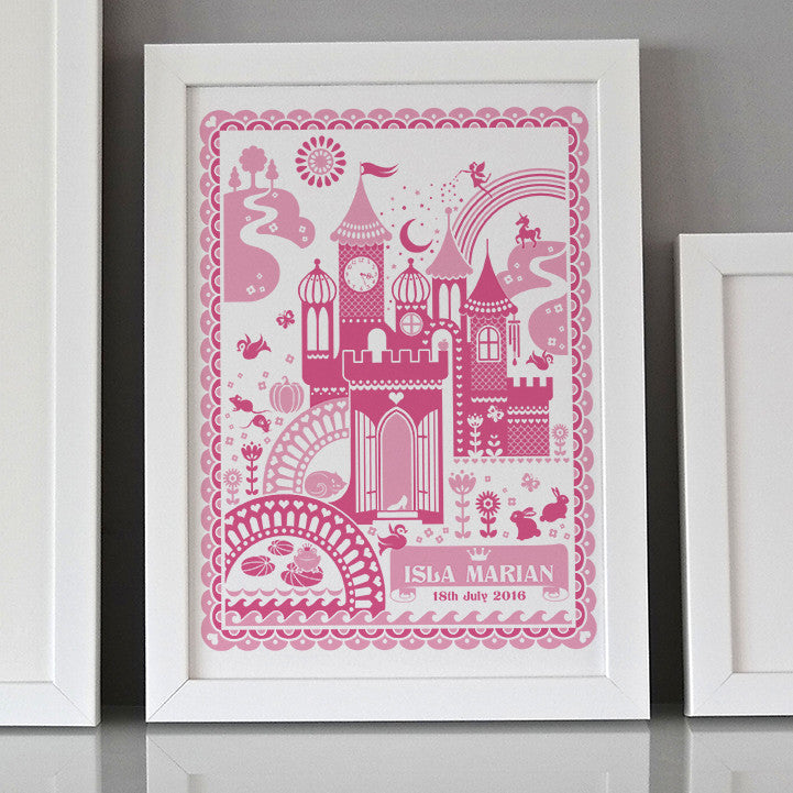 Personalised New Baby Princess Castle Print