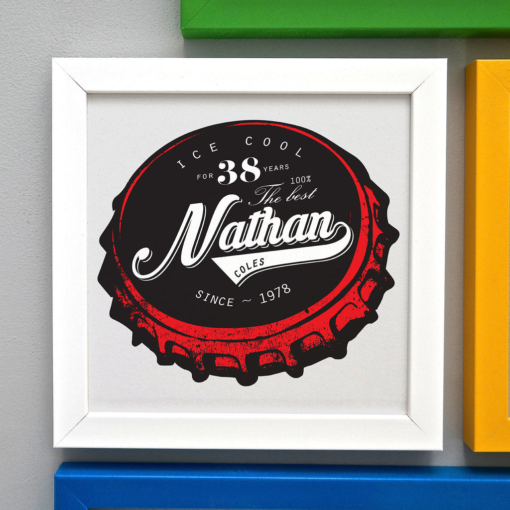 Personalised Birthday Beer Bottle Top Print
