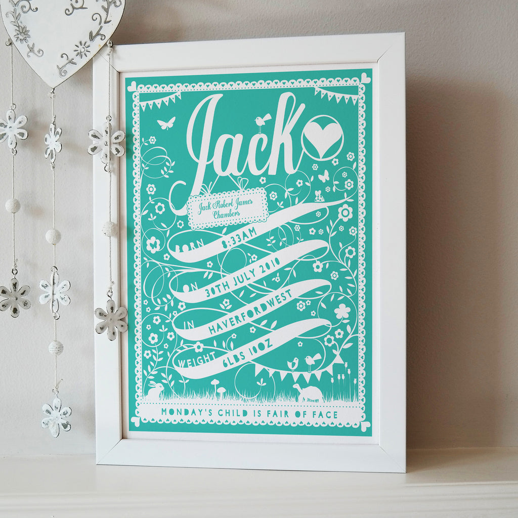 Personalised Ribbon New Baby Print
