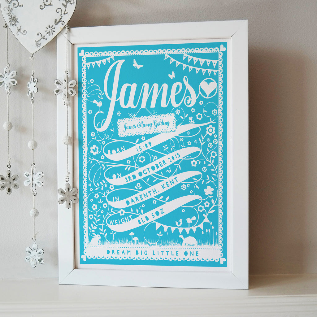 Personalised Ribbon New Baby Print