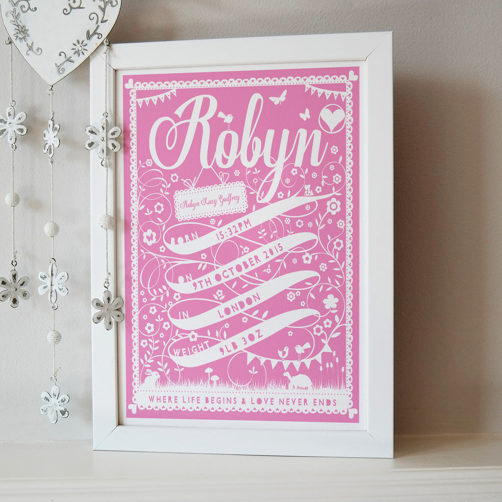 Personalised Ribbon New Baby Print