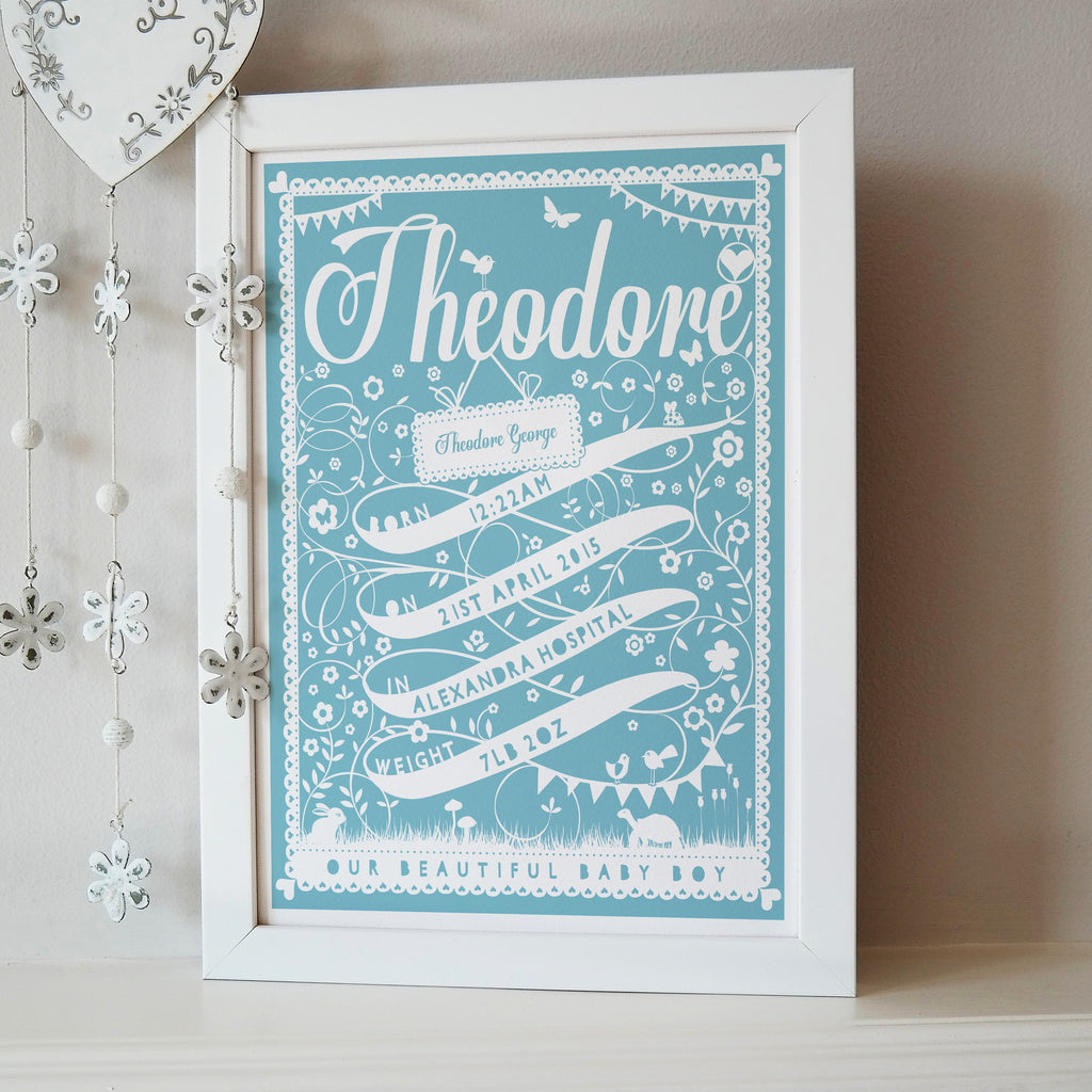 Personalised Ribbon New Baby Print