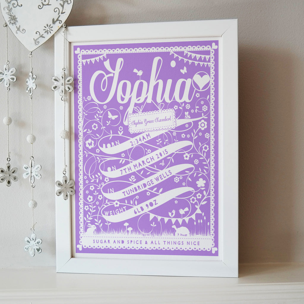 Personalised Ribbon New Baby Print