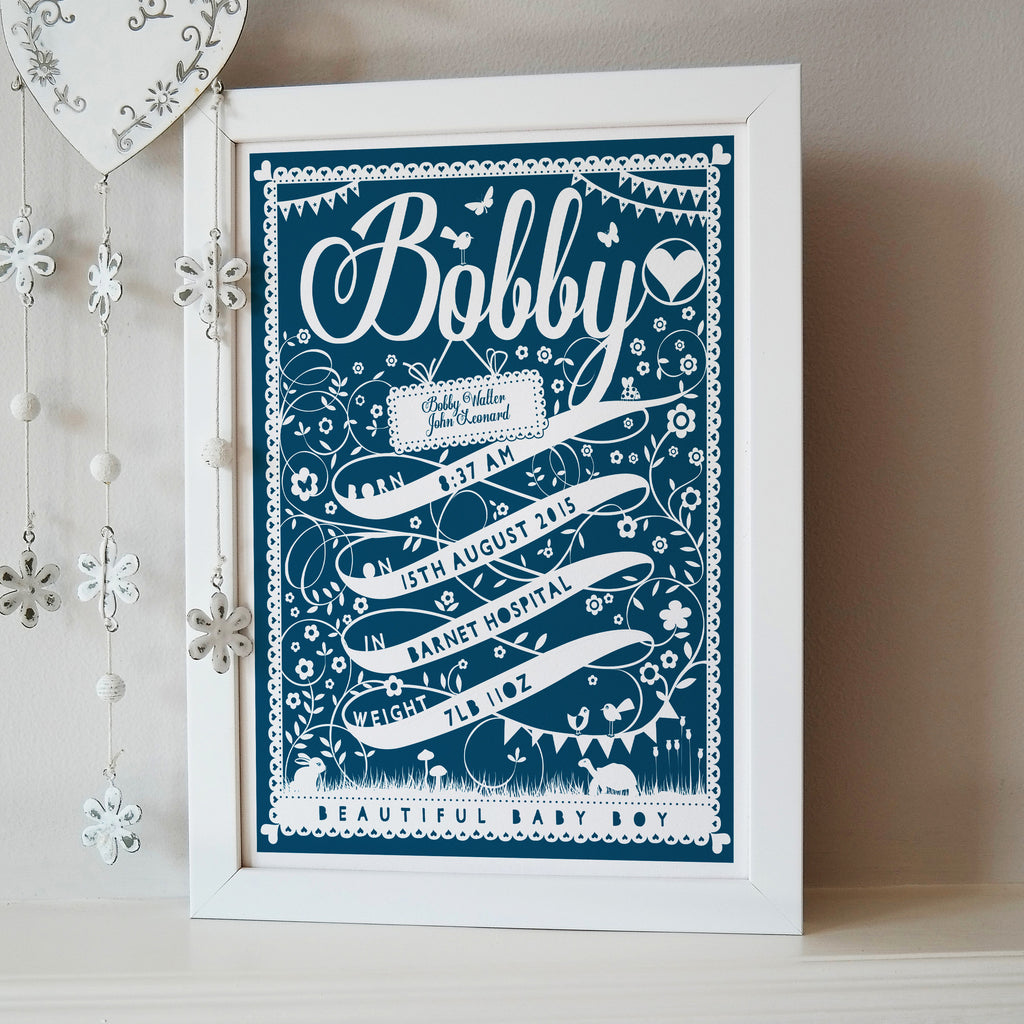 Personalised Ribbon New Baby Print